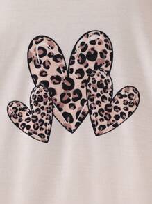 Baby Girls' Minimalist Cheetah Heart Print Long Sleeve Nightgown Loungewear, Champagne - Champagne - View 7