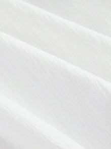 SHEIN MOD Plus Size White Holiday Front Button V-Neck Ruched Dress,White  V-Neck Pleated Shirt Dress With Front Buttons