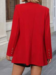SHEIN Clasi Blazer rojo sin cuello de moda para mujer para otoño e invierno - Rojo - Ver 3