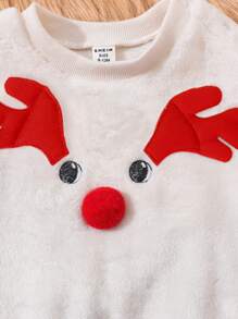 1set Cute Christmas Infant Girls Scarf And Dress Set - Red and White - View 4