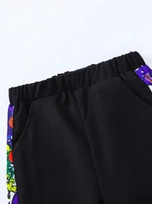 Bộ 2 áo hoodie và quần in hình hoạt hình & graffiti thường ngày cho bé trai, mùa thu/đông - Nhiều màu - Xem 6