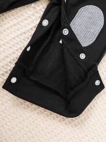 SHEIN Newborn Baby Boy Casual Solid Color Romper + Hat, Suitable For Home And Outdoor Wear, Autumn And Winter