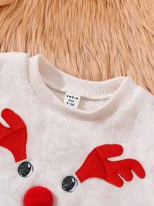 1set Cute Christmas Infant Girls Scarf And Dress Set - Red and White - View 8