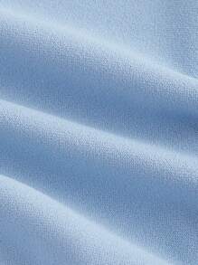 SHEIN MOD 浅蓝色约会之夜前扣 V 型下摆纯色纽扣前背心夹克和前缝裤两件套 - 薄荷藍 - 查看 4