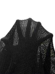 EMERY ROSE Solid Casual Design Cardigan Fall Winter Cloth For Women - Black - View 8