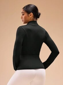 女士黑色修身运动夹克，女士黑色夹克 - 黑色 - 查看 2