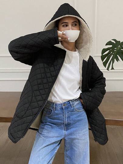 DAZY 女士长袖连帽休闲羽绒服，冬季，冬季女装，女士冬季外套，保暖内衬夹克