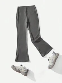 SHEIN Girls Fall/Winter Soft, Breathable & Warm High Stretch Yoga Pants With Flared Hem Design, Suitable For Outdoor, Casual Sports, City Street Wear, Daily Outfit