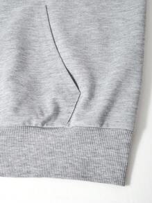 SHEIN 2pcs/Set Teen Girls Comfortable Casual Hooded Zip-Up Sweatshirt And Loose Pants Outfit - Grey - View 7