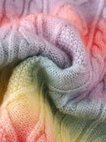 Girls Ombre Color Mid-Length Cardigan Sweater, Loose Casual, Comfy, Versatile, Suitable For Daily, Party, Autumn Winter - Multicolor - View 6