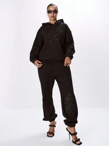 MUSERA Slogan Cuffed Joggers Vacation Airport - Black - View 3