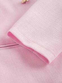 2pcs Outfit Teenage Girls Pink Blazer And Slip Dress Elegant Work Wear Set