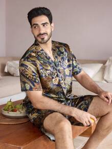 Bộ đồ ngủ gồm 2 chiếc áo thun tay ngắn in họa tiết toàn thân và quần short dành cho nam - Nhiều màu - Xem 3