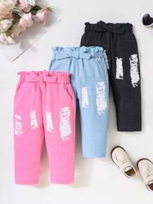 3pcs Baby Girls' Fashionable Print Leggings Set