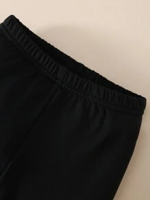 2pcs/Set Young Girl Black Turtleneck Long Sleeve Top And Leggings Thermal Underwear Set - Black - View 3