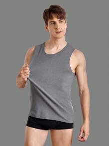 Áo vest ấm cổ tròn màu trơn cho nam, mùa thu/đông - Xám - Xem 8