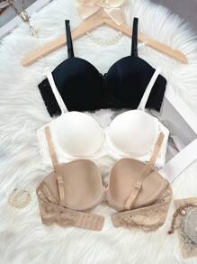 3pcs Women Push Up Underwire Bra Sets