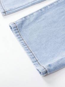 Sparklyn Tween Girls Casual Fashion Distressed Washed Wide Leg Denim Jeans - Medium Wash - View 7