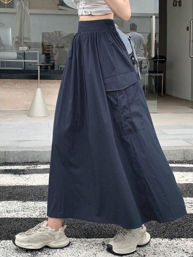 Women's Solid Color Umbrella Skirt Workwear Skirt