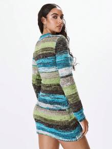 MUSERA 长袖大理石纹针织系带毛衣连衣裙 - 彩色 - 查看 3