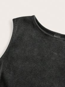 SHEIN EZwear Vestido negro de punto ajustado sin mangas para mujeres