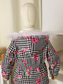 SHEIN 1 chiếc áo khoác trùm đầu in hình dễ thương có khóa kéo cho bé gái - Nhiều màu - Xem 6