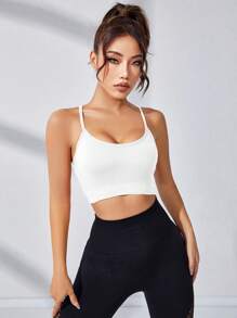 Slayform Crisscross Back Sports Bra - White - View 5