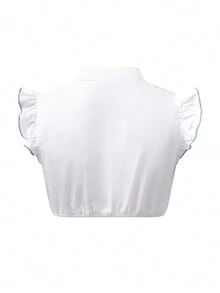 Women's Traditional Bavarian Dirndl Dress Shirt, V-Neck Crop Top, For Oktoberfest & Halloween - Blue - View 2