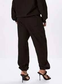 MUSERA Slogan Cuffed Joggers Vacation Airport - Black - View 4
