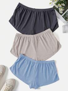 3 件套女士蝴蝶结装饰褶皱休闲短裤睡衣 - 彩色 - 查看 2