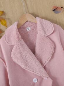 SHEIN Tween 女童宽松、简约、舒适、温暖、百搭的针织毛衣 - 淺粉色 - 查看 4