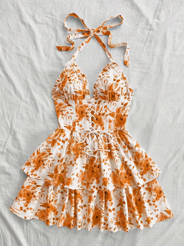 orange and white casual dresses Orange Abstract Print Rayon Maxi Dress - Casual Dresses