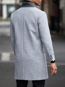 Manfinity Mode Men's Colorblock Long Woolen Coat - Grey - View 4