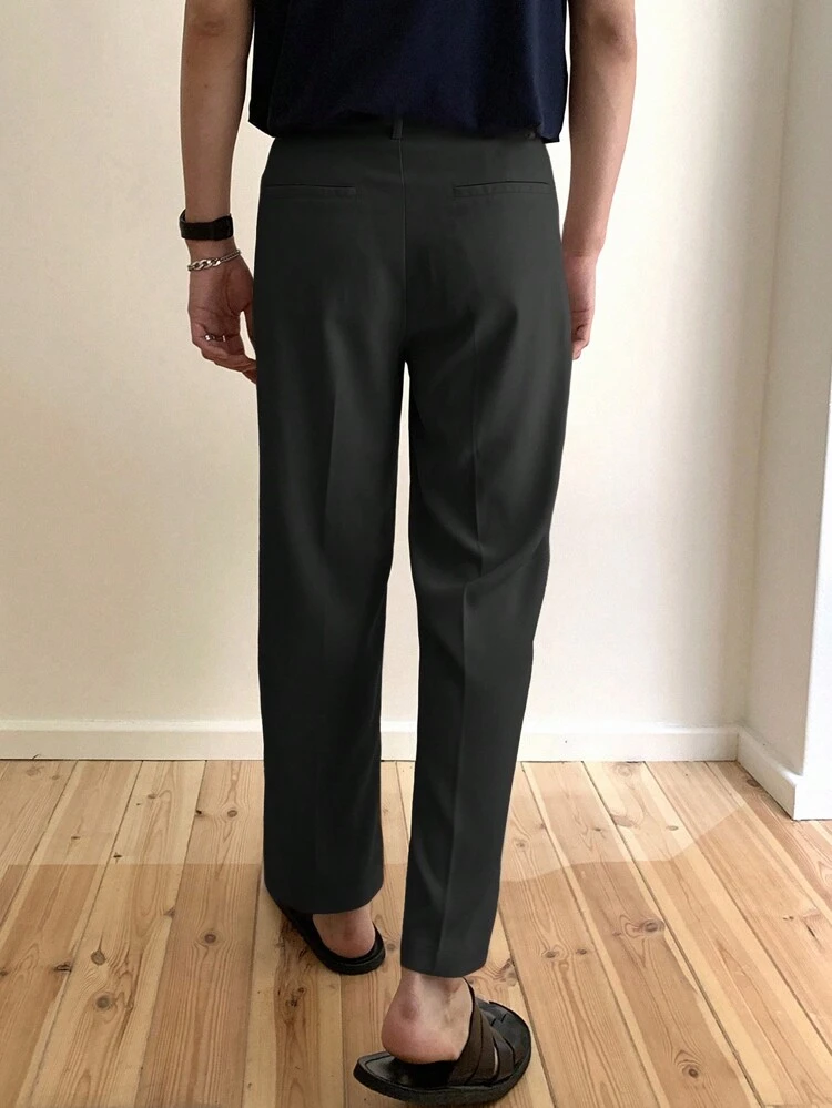 Men's Solid Color Pocket Simple Casual Suit Pants Business Attire