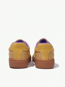 1 Pair Retro Fashion Sporty Lace-Up Color Block Casual Athletic Trainers, All Season - Yellow - View 9