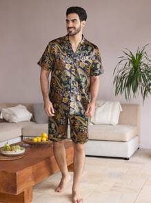 Bộ đồ ngủ gồm 2 chiếc áo thun tay ngắn in họa tiết toàn thân và quần short dành cho nam - Nhiều màu - Xem 6