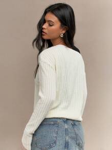 MISSGUIDED Jersey de lana tejido con un solo hombro, mangas largas y detalle de agujero para el pulgar - Beis - Ver 2