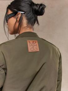 MISSGUIDED Áo khoác Bomber có đệm Mùa thu Đông Thời trang dạo phố Áo khoác thể thao có khóa kéo Chuyến bay Bóng chày Thường ngày Thời trang thể thao Chống gió Nhẹ Athleisure Hiện đại Đô thị - Màu xanh lá cây đậm - Xem 4