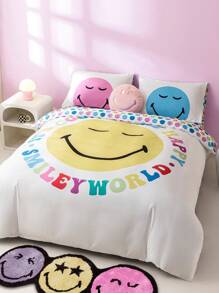 SmileyWorld® | SHEIN Cartoon Smile Expression & Slogan Patterned Bedding Set