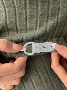 SHEIN Maternity 3 Pieces Set: Solid Tube Top, Button Front Jacket & Leggings - Army Green - View 7