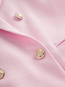 2pcs Outfit Teenage Girls Pink Blazer And Slip Dress Elegant Work Wear Set