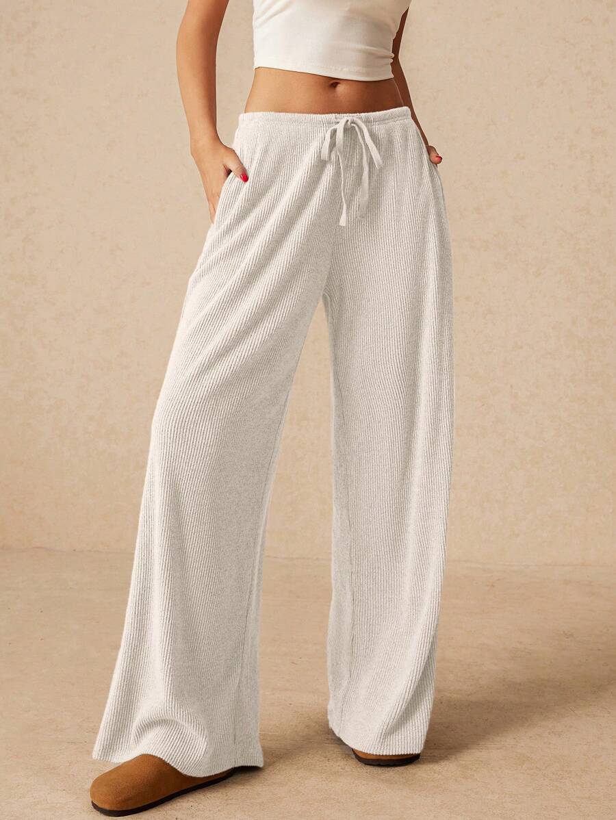 Poéselle Damen-Kleidung für den Herbst, weite Sweathose, Hose mit niedriger Taille, bequeme Hose, Lässig Hose, weite Hose, Damenhosen, Damenbekleidung unten, Streetwear, Winterkleidung - Aprikosenfarben - Übersicht 1