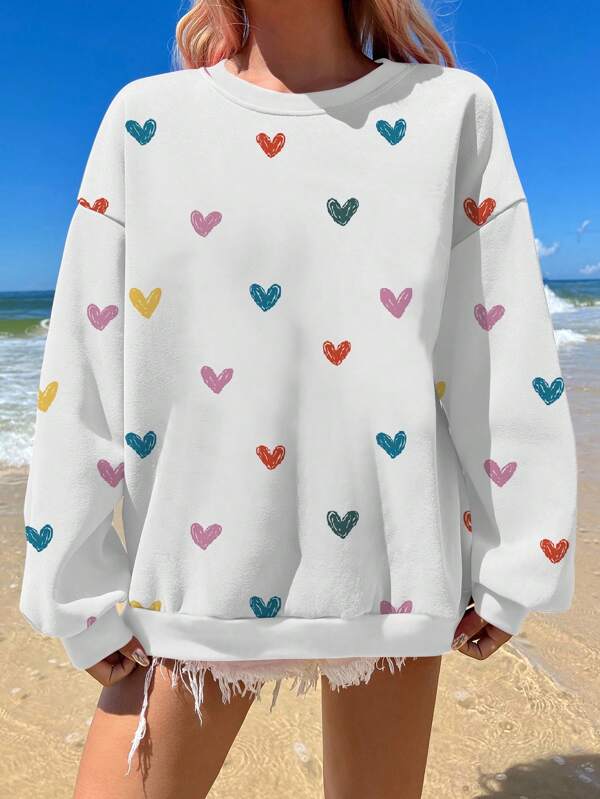 Veykashi Sweat-shirt ample à manches longues, col ras du cou, ample, pour femmes grandes tailles, automne/hiver