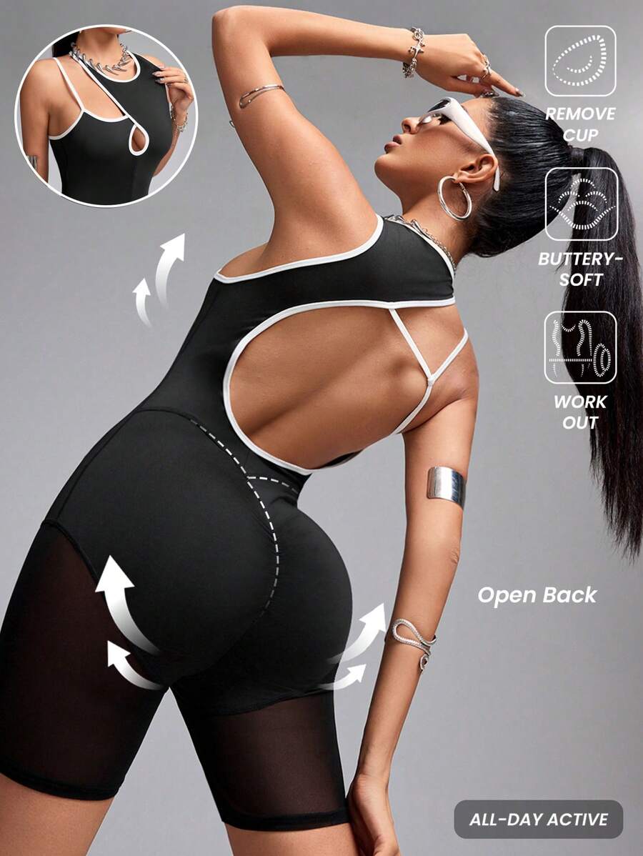 Innovista Women Colorblock Camisole Sports Jumpsuits,Yoga ,Gym,Biker Shorts,Spandex Shorts ,Hollow Out Romper, Sexy Curve,3D Cutting Design,Romper For Woman,Music Festival,Hollow Out Romper,Black,With Remove Cup,Jumpsuits For Woman,Going Out Jumpsuit,Festival,Overall,Romper,Colorblock,Jumpsuit Overall ,Jumpsuit Overall ,Jumpsuit For Woman