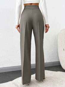 SHEIN Tall 高腰阔腿女式西装裤 - 灰色 - 查看 2