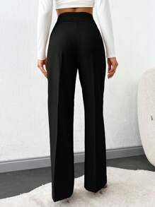 SHEIN Tall Quần ống rộng cạp cao cho nữ cao - màu đen - Xem 2