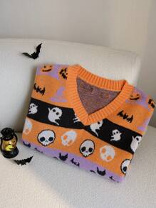 SHEIN CovetEZ 大码万圣节毛衣套衫 - 彩色 - 查看 3