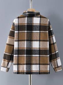 Teenage Boys' Plaid Woolen Casual Jacket, Fall