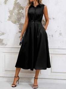 EMERY ROSE Đầm Maxi Không Tay Dáng Chữ A Đơn Giản Màu Trơn Cho Nữ Trang Phục Nữ - màu đen - Xem 5