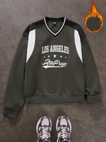 Manfinity VCAY Men's Loose V-Neck Long Sleeve Knit Pullover Sweatshirt, For Fall Winter - Multicolor - View 8